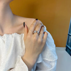 Aetolia 925 Wholesale Sterling Silver Wholesale Wedding Rings Pave CZ Shine like Diamond Ring Heart Shape Open rings