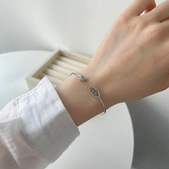Aetolia Lucky Turkish Blue Devil Eye Open Bangle Bracelet For Women 925 Silver Cz Cubic Zirconia Cuff Adjustable Bracelets Bangles