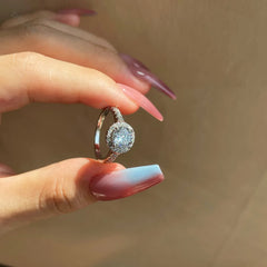 Aetolia New Luxury Women Wedding Engagement Sterling Silver Jewelry Set 5A Full Zircon Earring Big Iced CZ Ring 925S Halo Necklace