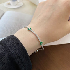 Aetolia Christmas Gifts Luxury Bling Red Green Cubic Zircon Bracelet Earrings Necklace Set Statement Emerald Rings Jewelry Set For Women