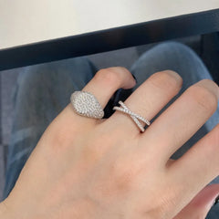 Aetolia 18K Gold Plated Statement Cocktail Round Dome Big Hollow Vintage Wedding Band Ring Diamond Pave Signet Rings Jewelry Women