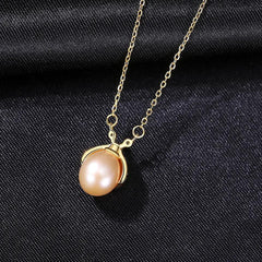 Aetolia 925 Sterling Silver Natural Freshwater Pearl Necklace Cute Coccinella Pendant Necklace FN-0290