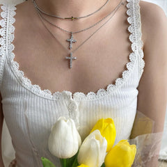 Aetolia Plata 925 Minimalist Pendant Women Layer Tennis Necklaces Zirconia Jewelry Dainty 18K Gold s925 Sterling Silver Cross Necklace