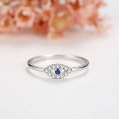 Aetolia Fashion Rings Women Jewelry Simple Silver Ring 925 Sterling Eye of Evil Blue Stone For Gift