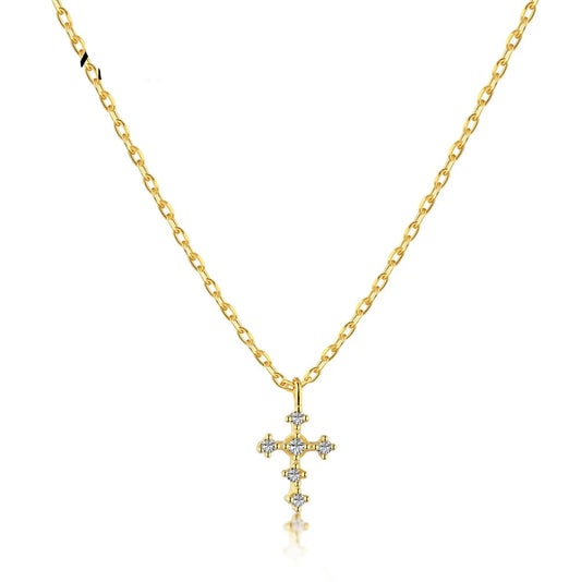 Aetolia Plata 925 Minimalist Pendant Women Layer Tennis Necklaces Zirconia Jewelry Dainty 18K Gold s925 Sterling Silver Cross Necklace