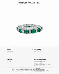 Aetolia Fine Jewelry S925 Sterling Silver Oval Cut Cubic Zirconia Ring Diamond Bridal Eternity Band Green Emerald Rings For Women