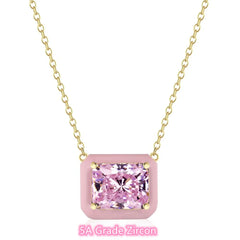 Aetolia High Quality Cubic Zirconia Necklace Sterling Silver 925 Chain Yellow Color Zircon Pendant Necklaces for Christmas Gift