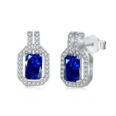 Aetolia Good Price Fine S925 Silver Cz Jewelry Set Pear Flower Shape Stud Earrings Pendant Necklaces Blue Sapphire Rings For Women