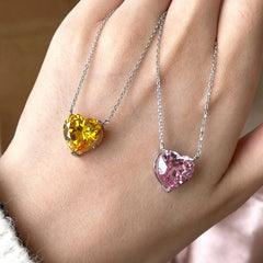 Aetolia Custom Trendy Heart Shape stone Pendant 8A ZIrcon Gold Plated Sterling Silver Wedding Engagement Necklace