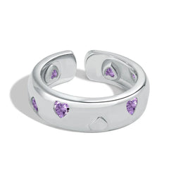 Aetolia Custom Heart Geometric Wave Shape 925 Sterling Silver Ring Irregular Colored Zircon Rings Open Adjustable Ring For Women