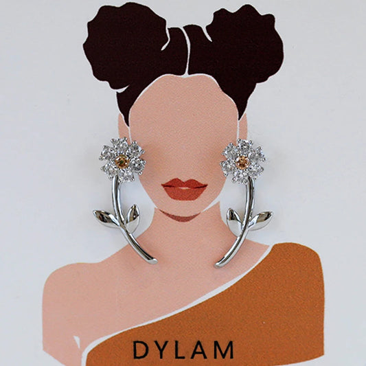 Aetolia Plant Flower Fashion Earrings Trend Jewelry Drop Statement Gold Earrings Set with Card 21524 Earring Women