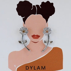 Aetolia Plant Flower Fashion Earrings Trend Jewelry Drop Statement Gold Earrings Set with Card 21524 Earring Women