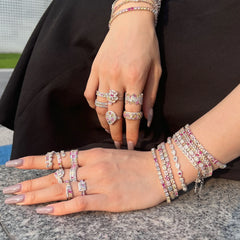 Aetolia Heart Butterfly Rainbow Pink Stone Adjustable S925 Sterling Silver Bracelets Women CZ Tennis Bracelet Femme Jewelry Set