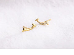 Aetolia No Moq Happy Face S925 Stud Earrings Smiley Simple 14K 18K Gold Plated Stud Cubic Zirconia Elegant Earrings For Women Gift