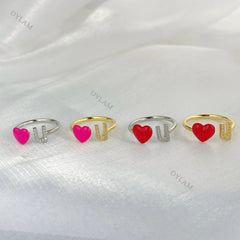 Aetolia Christmas Pave Rings Love U Heart Ring Eternity Jewelry Women 925 SilverRing Gold 18K Eemal Rings