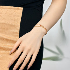 Aetolia Wholesale Price 925 Sterling Silver Double Layer Chain Link 22K Gold Plated Chalcedony Garnet Gourd Bracelets For Women