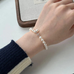 Aetolia Wholesale Round Ball Beads Chain Shell Pearl Bracelet Bangles S925 Sterling Silver Strand Beaded Bracelets Woman Man Gift