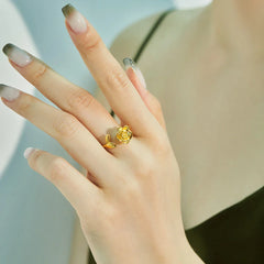 Aetolia Trendy Rotating Spinning Anxiety Women Ring Jewelry 18K Gold Plated Custom Sun Flower S925 Sterling Silver Spinner Rings