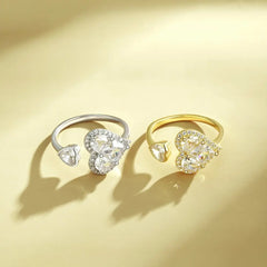 Aetolia Custom Luxury adjustable Heart Shaped Cubic Zircon Diamond Women open Promise Engagement Wedding 925 Sterling Silver Ring