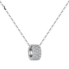 Aetolia Fine Jewelry Sterling Silver Rhodium Plated Clavicular Chain Circle Hallow Out 5A cubic Zirconia Pendant Necklaces for women