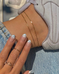 Aetolia Accessories Bracelet Bangle 18K Gold Plated Anklets Set Initial Alphabet Letter A-Z Charms Pendant Cuban Link For Women