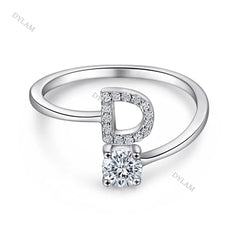 Aetolia Custom Adjustable Finger Fine Jewelry luxury 925 Sterling Silver Engagement Ring Set Letter Initial Wedding Rings Women