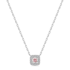 Aetolia Brand New Pink Color Cubic Zircon Dainty Necklaces Sterling Silver 925 Stone Pendant Necklace for Women