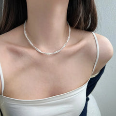 Aetolia Simple S925 Silver Necklace Multi-Layer Retro French Elegant Boutique Chain Beads Shell Pearl Pendants For Women Necklaces