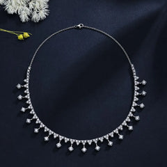 Aetolia New Arrival S925 Sterling Silver Necklace Big Cz Cubic Zirconia Chain Link Water Drop Round Diamond Pendant Necklaces For Women