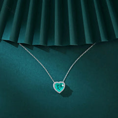 Aetolia Luxury Jewelry 5A Cz Cubic Zirconia Emerald Green Paraiba Necklace Heart Shape 925 Sterling Silver Pendant Necklaces For Women