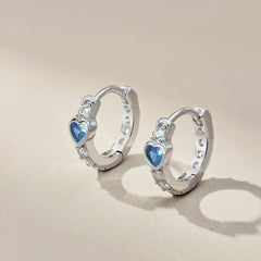 Aetolia Minimalist Small Blue Cz Heart Huggie Hoop Earring Hoops Earrings With Opal Stones S925 Silver Hoop Earrings Women