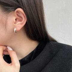 Aetolia Personalized High Quality S925 Sterling Silver Earring Frosted Surface C Shape Stud Earrings For Women Gifts Wholesale