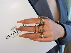 Aetolia Low MOQ 18k gold plating stack ring Chunky 925 silver fidget adjustable free size women jade rings