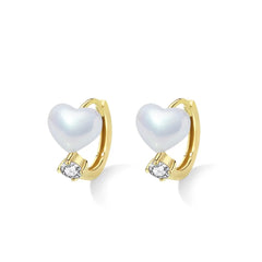 Aetolia Custom S925 Silver Rose Gold Plated Enamel Flower Heart Shape Diamond Dangle Clip On Pearl 5A Cubic Zirconia Stud Earrings Women