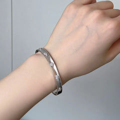 Aetolia Vintage New Style S925 Sterling Silver Frosted Flower Bracelet Open Cuff Bracelets Bangles Jewelry For Women Gift