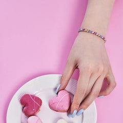 Aetolia Eternity Band Colorful S925 Sterling Silver Bracelet Jewelry Set Cubic Zirconia Pink Stone Diamond Tennis Bracelets Women