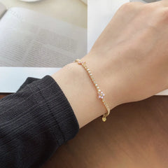 Aetolia Dainty 18K Gold Plated Bracelet Women Colorful Flower Charm 5A Cubic Zirconia Chain 925 Sterling silver Tennis Bangles