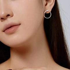 Aetolia Classic 925 Sterling Silver Round Stud Earring 18K Gold Plated Jewelry Cz Cubic Zirconia Hoop Stud Earrings For Women Gift