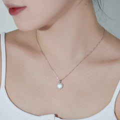 Aetolia Luxury Jewelry Sun Heart Shape 925 Sterling Silver Minimalist Dedicate Heart Chain Necklace With Opal Stone