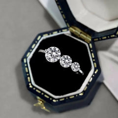 Aetolia In Stock S925 Sterling Silver Wedding Engagement Ring Three Round Cubic Zirconia Rings For Women Necklaces Earrings Jewelry Set