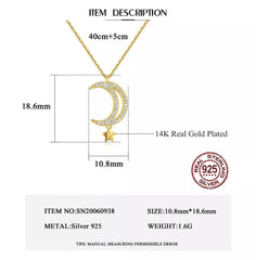 Aetolia 925 Sterling Silver 18K Gold Plated Crescent Moon Pendant Necklace SN20060938