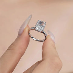 Aetolia Classic Design S925 Sterling Silver Rectangle Engagement Ring 8A Cubic Zirconia Engagement Wedding Rings Jewelry Women