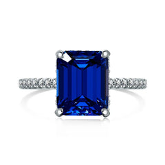 Aetolia New Arrival S925 Sterling Silver Ring Cz Cubic Zircon Vintage Rectangle Blue Emerald Promise Wedding Engagement Ring For Women