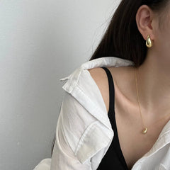 Aetolia Wholesale Hot Sale S925 Silver Fine Jewelry Melon Seed Geometric Earring 18K Gold Plated WaterDrop Stud Earrings For Women