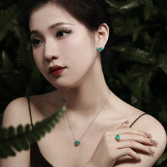 Aetolia Luxury Jewelry 5A Cz Cubic Zirconia Emerald Green Paraiba Necklace Heart Shape 925 Sterling Silver Pendant Necklaces For Women