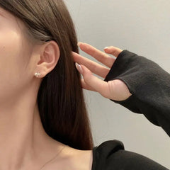 Aetolia Personalized Trendy S925 Sterling Silver 1% Percent Percentage Symbol Fresh Water Peal Diamond cubic Zircon Stud Earrings women