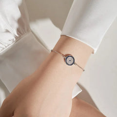 Aetolia Luxury Classical Dainty Adjustable Circle Chain 18K Gold Plated Devil Eye Bangle Bracelet For Womens Accessories In Bulk