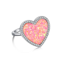 Aetolia Classic 925 Sterling Silver Ring Exquisite Pink Cz Cubic Zirconia Wedding Rings Simple Couples Engagement Eart Shape Women