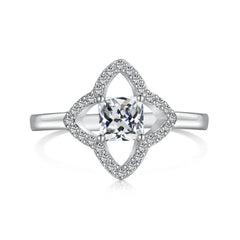 Aetolia Iced Out Hollow Out Pink Yellow Cz 925 Sterling Silver Ring Lucky Four Leaf Clover Rings Necklace Stud Earrings Jewelry Set