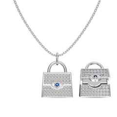 Aetolia Mother'S Day Gift Lovely Pretty 18K Gold Plated Blue Pink Stone Necklace Cz Zirconia Small Locket Bag Necklaces For Women